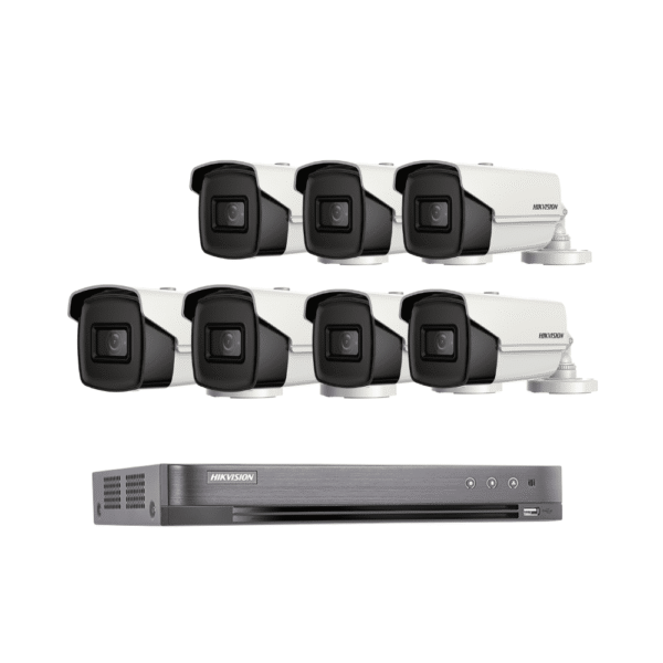 هايكفيجين- عدد 7 كاميرا 8 ميقابكسل 60 متر + جهاز تسجيل 8 قنوات يدعم حتي 8 ميجا