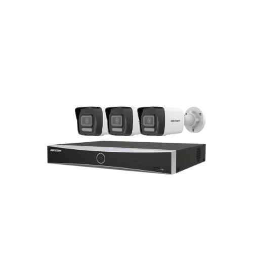 3 كاميرات مراقبة - IP بدقة 8 ميجابكسل +جهاز تسجيل 4 قنوات يدعم حتي 8 ميجا NVR