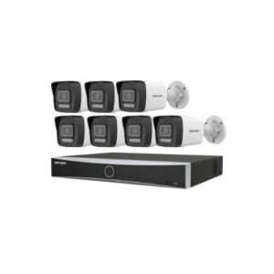 7 كاميرات مراقبة  IP بدقة 8 ميجابكسل +جهاز تسجيل 8 قنوات يدعم حتي 8 ميجا NVR
